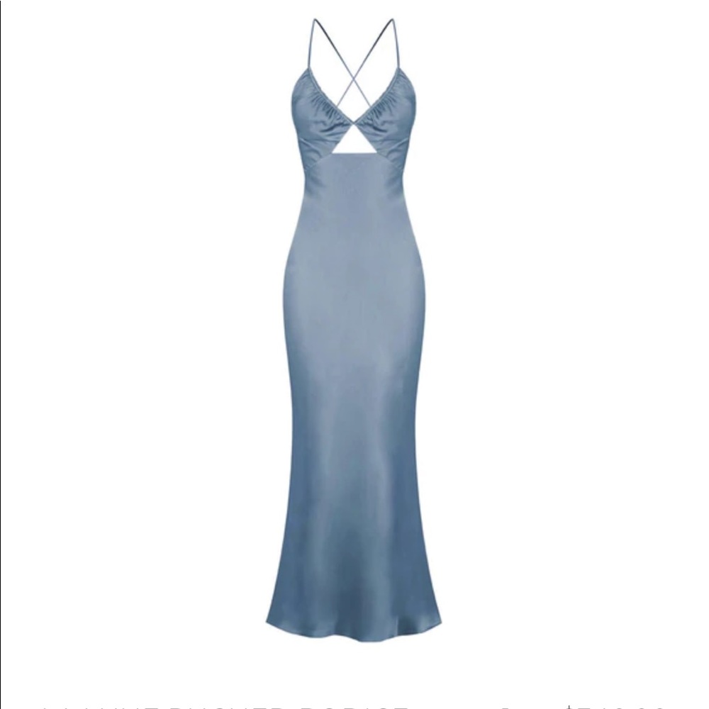 NEW Shona Joy La Lune Ruched Bodice Mini Dress in Blue Smoke - Size US 2